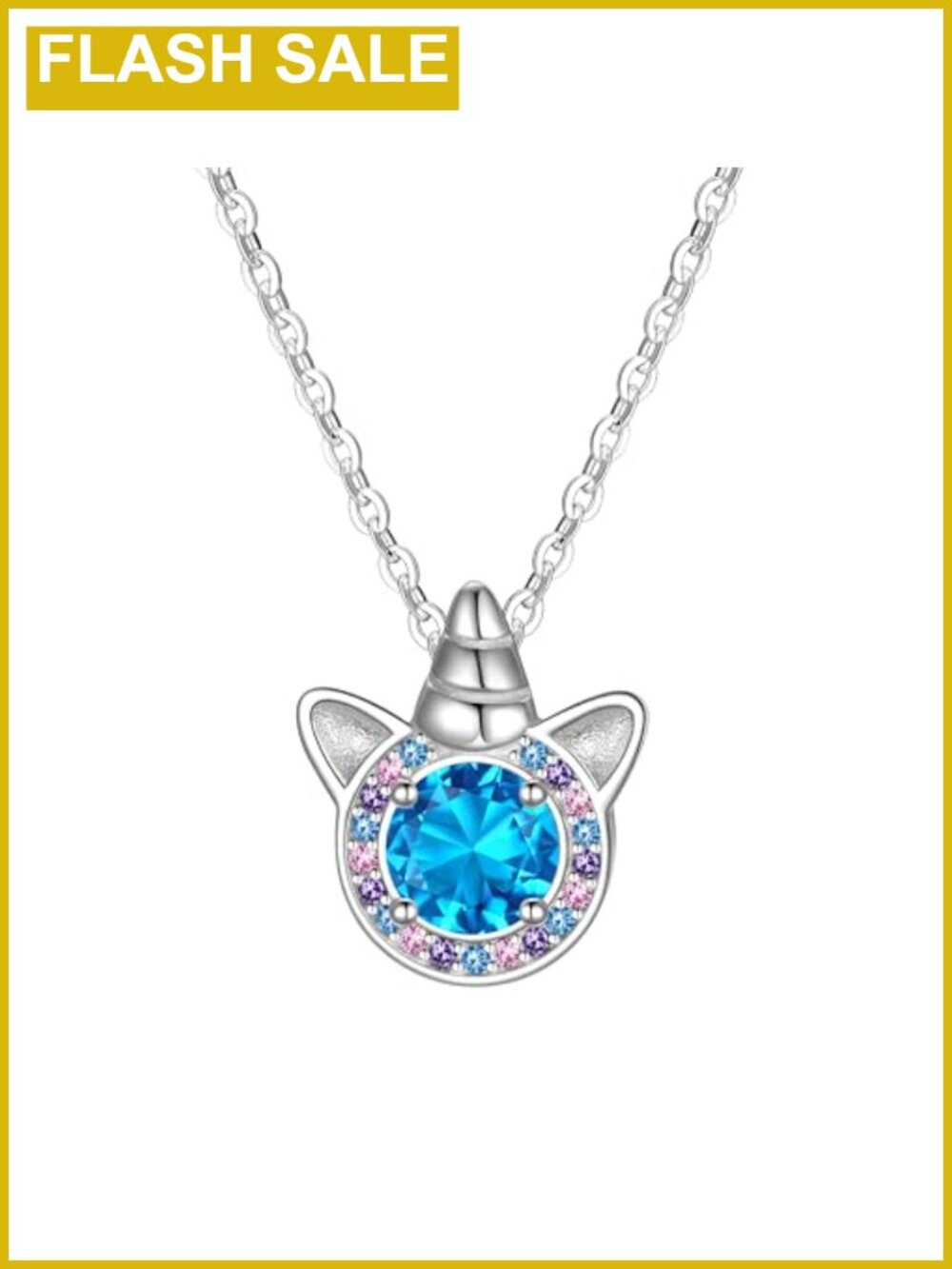925 Sterling Silver Unicorn Birthstone Pendant Necklace for Girls